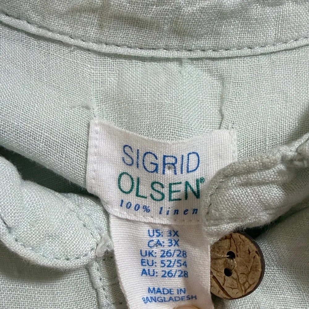 Sigurd Olsen mint green beach linen long rolled sleeve top size 3X - Picture 4 of 6